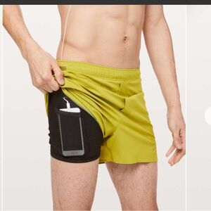 🍋🍋Lululemon Surge Short 4" *Liner (liner is grey not black!) Golden Lime sz s